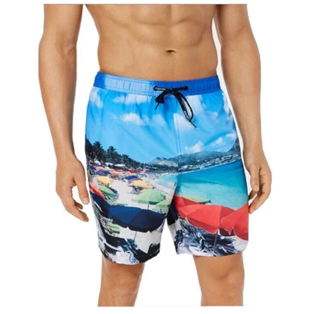 Calvin Klein Mens Size Large Swimwear Blue St. Martin Swim Shorts Pockets - Picture 3 of 14